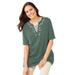 Plus Size Women's 7-Day Embroidered Layered-Look Tunic by Woman Within in Pine Flower Embroidery (Size 26/28)