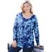 Plus Size Women's Washed Thermal V-Neck Tee by Woman Within in Navy Tie-dye (Size 38/40) Shirt