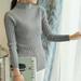 Women's Turtleneck Long Sleeve Slim Knitted Turtleneck Sweater Jumper Pullover Tops Sweater Winter Pullover Lightweight Long Sleeve Knitted Slim Tops