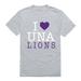 I Love UNA University of North Alabama Lions T-Shirt Heather Grey XX-Large