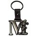 Authentic Disney Mickey Mouse Letter M Pewter Keychain (Key Ring)+ Free Disney Stickers, Silver, Small