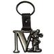 Authentic Disney Mickey Mouse Letter M Pewter Keychain (Key Ring)+ Free Disney Stickers, Silver, Small