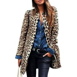 Women Fall Jacket Women Fashion Leopard Printed Sexy Winter Warm Wide Female Jackets Wind Cardigan Long Coat Leopard XXXL