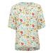 Fashion Women Floral Blouse V Neck Short Sleeve Irregular Hem Loose Plus Size Top -Shirt