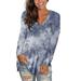 Tie-Dye Long Sleeve Casual Tops Shirts For Women Autumn Vintage V-Neck Pullover Tunic Top Blouse Ladies Kaftan Baggy Blouse T Shirt Winter Basic Tee Tops