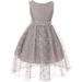 Little Girls Sleeveless High Low Rhinestones Belt Pageant Flower Girl Dress Silver 6 (M3B6K0)