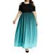 Newonne Women's Plus Size Short Sleeve Gradient Color Round Neck Ankle Length Dress