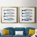 Dovecove Sardine Team I Sardine Team I - 2 Piece Picture Frame Set on Canvas Canvas, Solid Wood in Blue | 26.5 H x 53 W x 1.5 D in | Wayfair