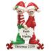 The Holiday Aisle® Santa Helper Couple Hanging Figurine Ornament Plastic in Green/Red | 4.25 H x 3.5 W x 0.5 D in | Wayfair