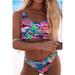 Women Stretchable Printed Style Two Piece Comfortable Round Neck Swimwear