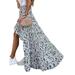 Ladies Bohemian High-Low Beach Skirts Summer Elastic Waist Ruffle Casual Dress