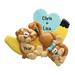 The Holiday Aisle® Monkey Couple Hanging Figurine Ornament Plastic in Blue/Brown/Yellow | 3.25 H x 3.5 W x 0.5 D in | Wayfair