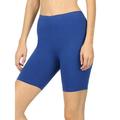Womens & Plus Soft Cotton Stretch Mid Thigh Length Leggings Fitness Sport Biker Shorts (MID NAVY, XL)
