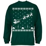 Flying Santa Sleigh Ugly XMAS Sweater Forest Adult Sweatshirt - 2X-Large