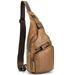 BULLCAPTAIN Men Sling Bag Water Resistant Theft Genuine Leather Chest Pack Cross Body Bag Shoulder Backpack Casual Messenger Bag