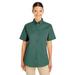 The Harriton Ladies Foundation 100% Cotton Short Sleeve Twill Shirt Shirt Teflon - HUNTER - S