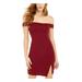 SEQUIN HEARTS Womens Burgundy Short Sleeve Off Shoulder Above The Knee Body Con Cocktail Dress Size 1