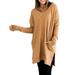 Plus Size Baggy Long Sleeve Tunic Blouse Tops Shirt For Women Long Casual Loose Pocket Shirt Dress Ladies Autumn Winter Pullover V-Neck Kaftan Tunic Long Tops Shirt Size S-5XL