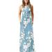 Women Sleeveless Floral Print Maxi Dress Strap Evening Party Boho Beach Wrap Long Sundress Summer Flowing Party Sundress for Women Size 4-22 Light Blue Lily Print 2XL