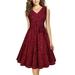 Women's Elegant V Neck Floral Sleeveless Swing Lace Dress