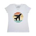 Inktastic Airplane Pilot Vintage Sunset Adult Women's V-Neck T-Shirt Female