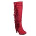 New Women Breckelles Philly-11 Knee High Suede Fringe Single Sole Stiletto Boot