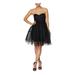 BETSEY JOHNSON Womens Black Beaded Sheer Outside Of Dress Strapless Mini Fit + Flare Party Dress Size 2