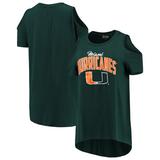 Miami Hurricanes Women's Gameday Cold Shoulder Flowy Top - Green