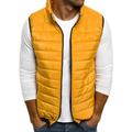 Mens Sleeveless Vest Solid Color Zipper Front Padded Cotton Coat Jacket Outerwear Waistcoat with Pocket for Winter