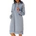 UKAP Ladies Casual Jumper Long Hooded Sweatshirt Tops Girls Midi Dress Long Sleeve Hoodies Tunic Dress Womens Pocket Pullover Drawstring Vintage Kaftan