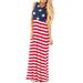 Womens Summer Dress 4th of July American Flag Sleeveless Tank Maxi Dress Casual Loose Pockets Dress with Pockets