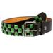 Snap On Punk Rock Black & Green Star Studded Checker Board Leather Belt