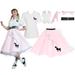 Adult 7 pc - 50's Poodle Skirt Outfit - Light Pink / Large