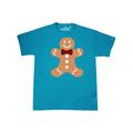 Inktastic Cute Gingerbread Man with Red Plaid Bowtie Adult T-Shirt Male Pacific Blue M