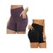 Sexy Dance Womens High Waist Fitness Yoga Short Side Pocket Compression Workout Tummy Control Bike Shorts Running Exercise Leggings