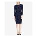 RALPH LAUREN Womens Black Embroidered Printed Long Sleeve Below The Knee Dress Size: 0