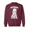 P&B Notorious RBG Ruth Bader Ginsburg Crewneck Sweatshirt, 2XL, Maroon