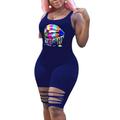 Lovaru Women Lips Printed Sleeveless Rompers Plus Size Overalls