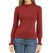 Allegra K Women's Ruffled Collar Bishop Sleeve Slim Fit Vintage Pullover Sweater