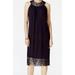 SLNY NEW Storm Purple Silver Womens Size Large L Embellished Shift Dress