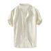 MIARHB Men's Baggy Cotton Blend Solid Short Sleeve Button Retro T Shirts Tops Blouse Short Sleeve Shirt Short Sleeve Shirt