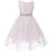 Little Girls Sleeveless High Low Rhinestones Belt Pageant Flower Girl Dress White 4 (M3B6K0)