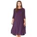 Women's 3/4 Sleeve Loose Plain Casual Long Midi Maxi Dresses with Pockets Made in USA