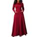 UKAP Womens Empire Waist Elegant Long Fomral Dress Evening Wedding Party Dresses Pocket Heaps Collar Long Sleeve Special Occasion Maxi Dress