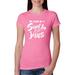 Raised on Sweet Tea and Jesus Humor Southern Womens Inspirational/Christian Slim Fit Junior Tee, Hot Pink, Medium