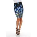 White Mark 718-107-S Women Polyester Feather Print Pencil Skirt, Peacock Feather - Small
