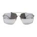 Mens Classic Airforce Crossbar Rectangle Metal Aviator Sunglasses Silver Mirror