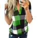 Baggy Color Block Checked Baggy T-Shirt Tops For Women Short Sleeve Casual Tunic Blouse Tee Tops Lounge Wear Tops for Ladies Juniors