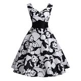 Tuscom Won's Vintage Panda ed Sleeveless Strappy Sumr A-Line Swing Camis