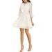 Women's Floral Tassel Tie Neck 3/4 Ruffle Sleeve Mini Chiffon Dress